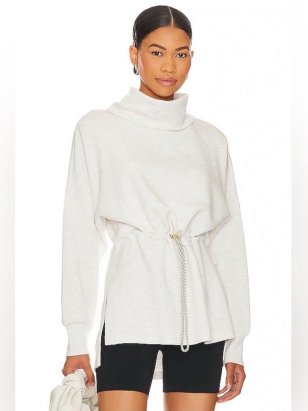 VARLEY Freya‎ Sweatshirt Large Ivory Marl Casual Lounge Comfort Cowl Turtleneck